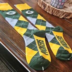 NFL Packers Argyle Crew Socks - Green, Yellow, Gray